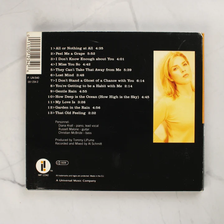 Diana Krall Love Scenes CD hátoldala számlistával