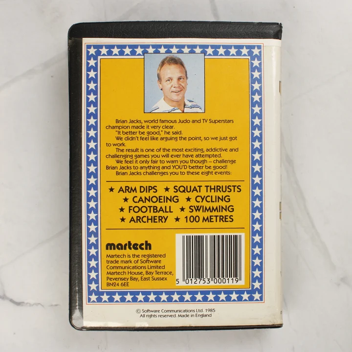 Brian Jacks Superstar Challenge Commodore 64 játék hátlapja