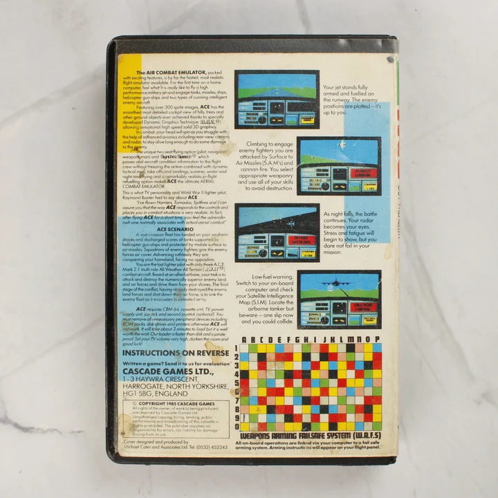 ACE C64 Hátoldal ACE Air Combat Emulator játék hátoldala leírással