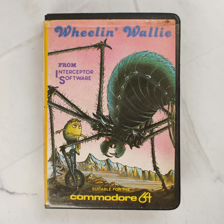 Wheelin' Wallie C64 borító Wheelin' Wallie Commodore 64 videójáték előlapi borítója