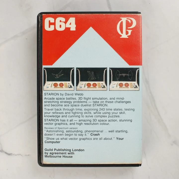 Starion C64 hátlap Starion Commodore 64 videójáték hátlapja