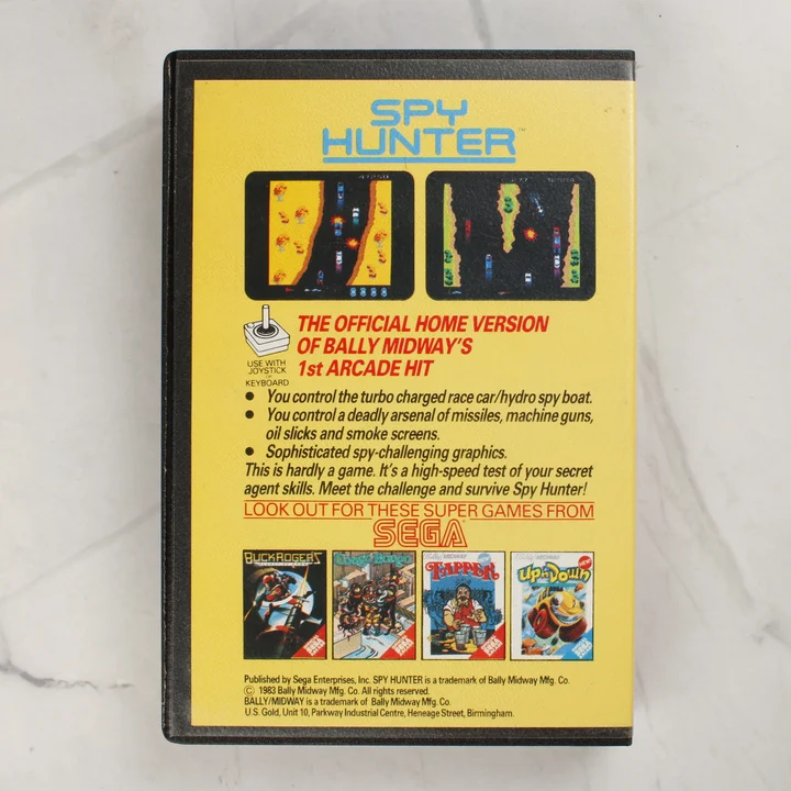 Spy Hunter C64 hátoldal Spy Hunter Commodore 64 videójáték hátoldali borítója