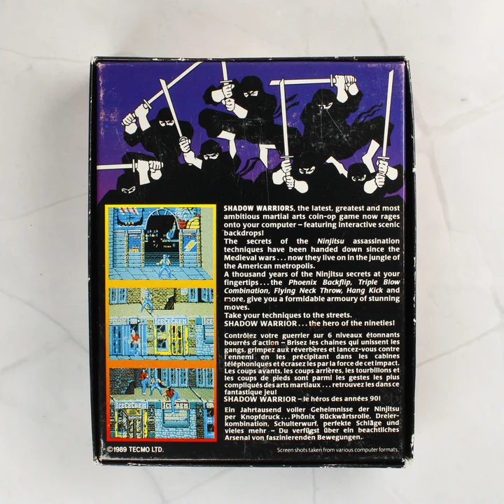 Shadow Warriors Amstrad CPC játék dobozának hátoldala