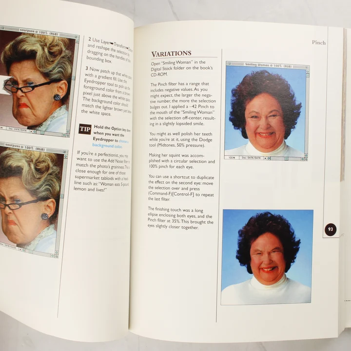 Photoshop Effects Magic belső tartalom Nyitott könyvoldal képszerkesztési példákkal