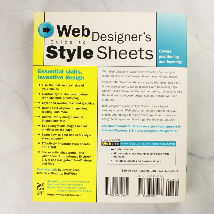 Web Designer's Guide to Style Sheets hátlap Web Designer's Guide to Style Sheets könyv hátlapja vonalkóddal