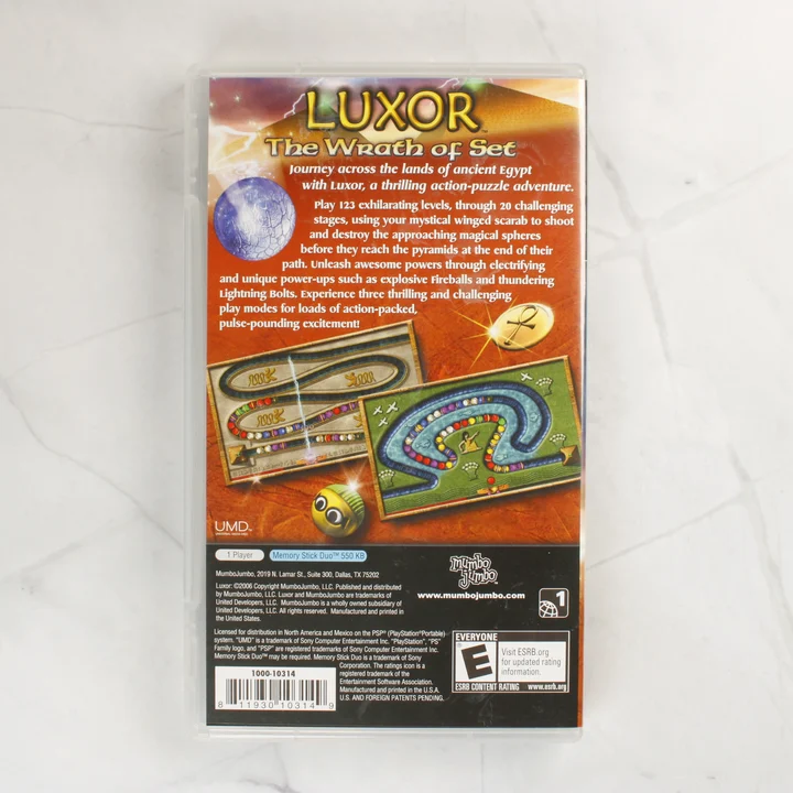 Luxor: The Wrath of Set PSP játék hátoldala