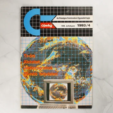 A C-újság 1993/4-es számának borítója földgömbbel és Commodore számítógéppel.