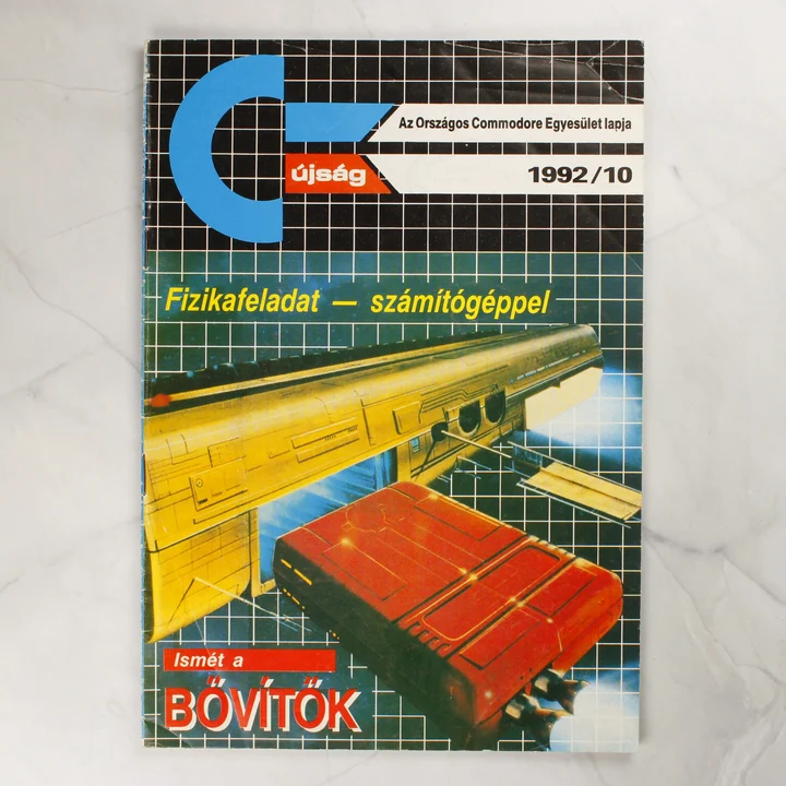 A C=újság 1992/10-es számának színes címlapja futurisztikus grafikával.