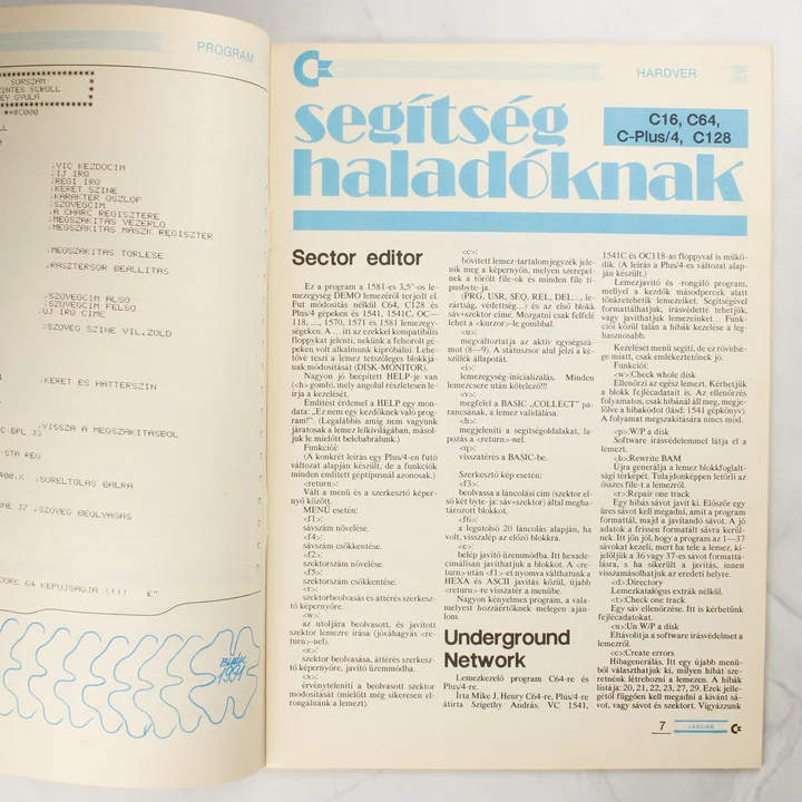 A C-újság belső oldala Segítség haladóknak rovattal