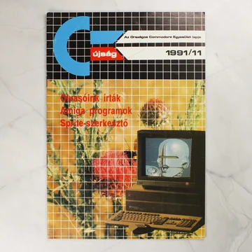 A C-újság 1991. novemberi számának címlapja egy Amiga 2000 számítógéppel.