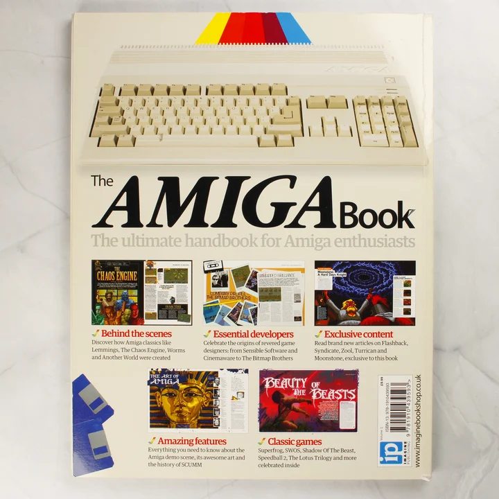 The Amiga Book hátlap The Amiga Book hátlapja tartalomismertetővel és vonalkóddal