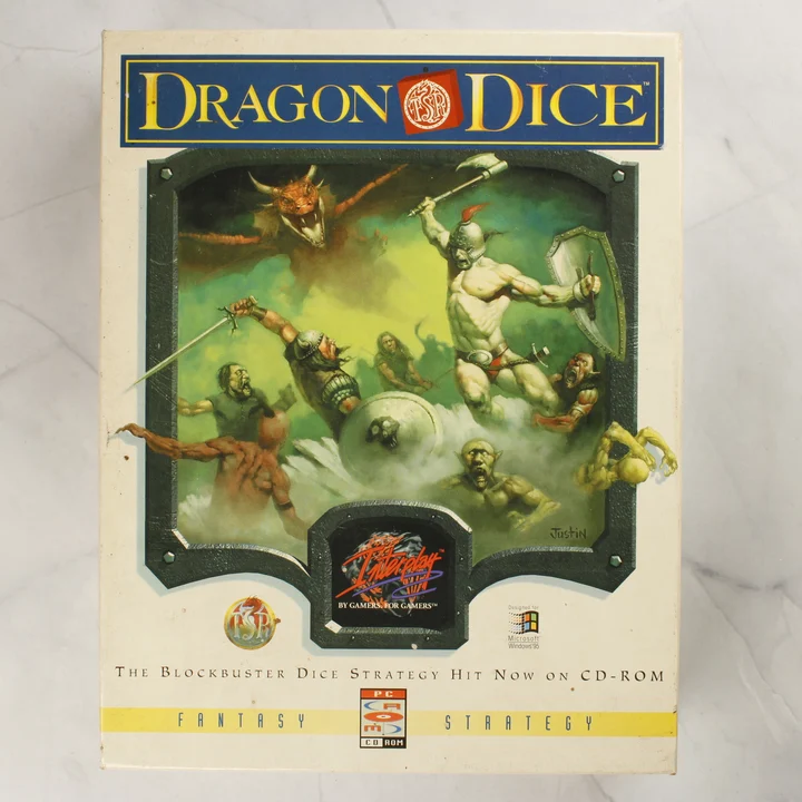 Dragon Dice doboz elölnézet Dragon Dice PC játék nagy dobozának előlapja