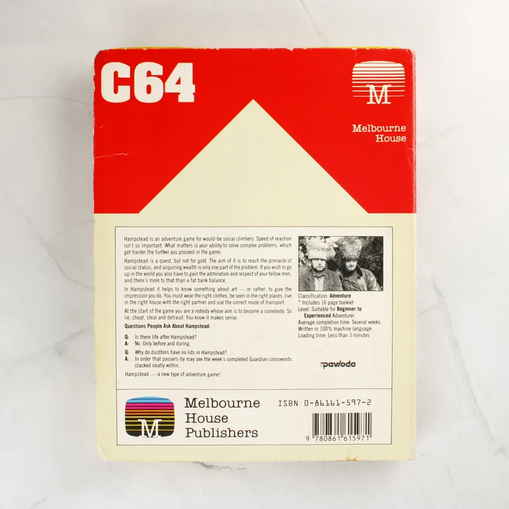 Hampstead C64 hátoldal Hampstead C64 videójáték dobozának hátoldala