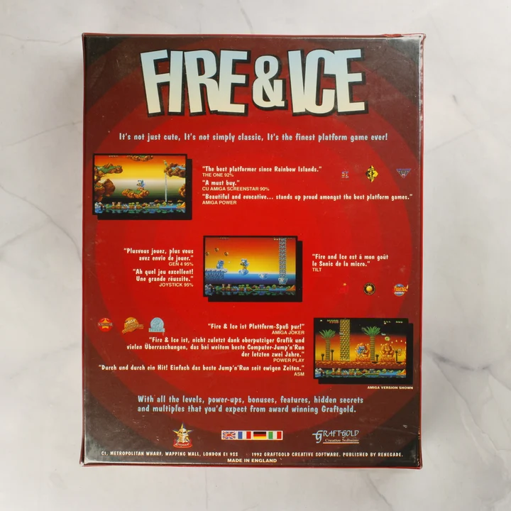 Fire & Ice Acorn Archimedes játék dobozának hátoldala
