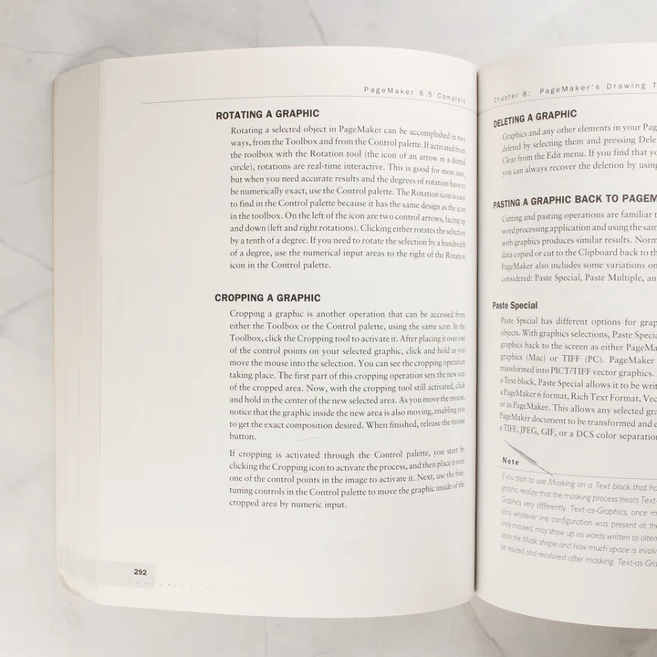 A PageMaker 6.5 Complete könyv nyitott oldalai