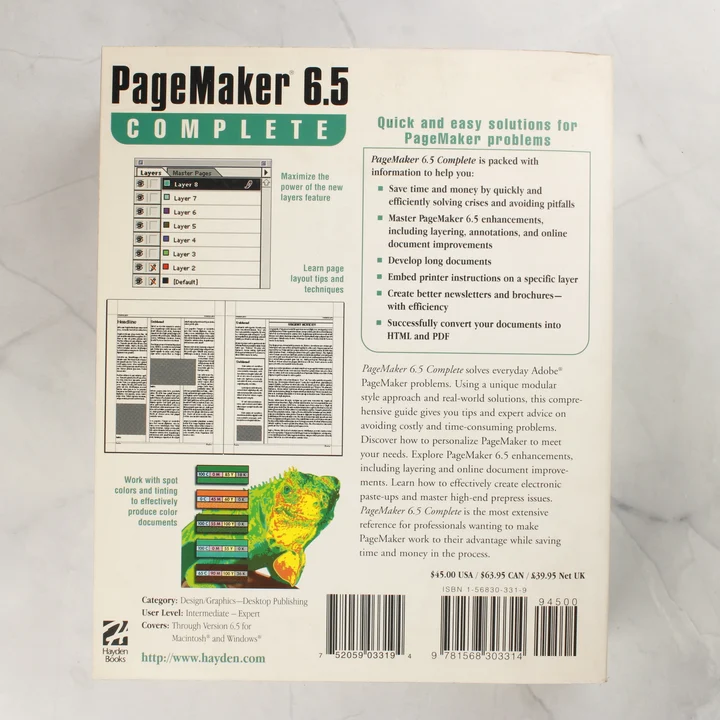 A PageMaker 6.5 Complete könyv hátoldala