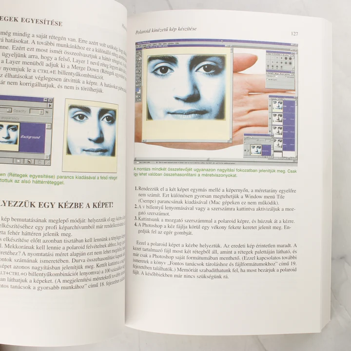 Nyitott oldal a Photoshop 5 könyvből illusztrációkkal