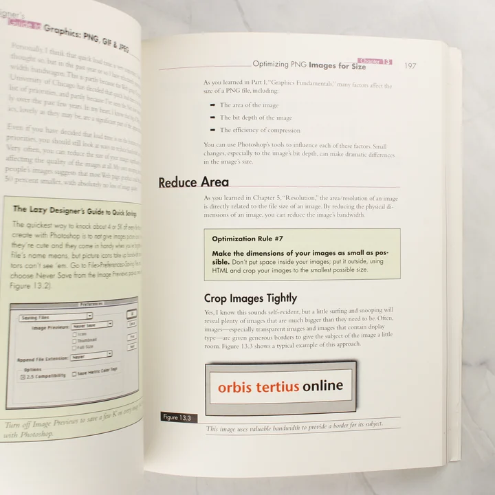 Web Designer's Guide to Graphics belső oldal A könyv egyik belső oldala szöveggel és ábrával