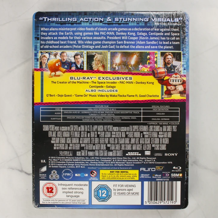 Pixels Steelbook Edition Blu-ray hátlap