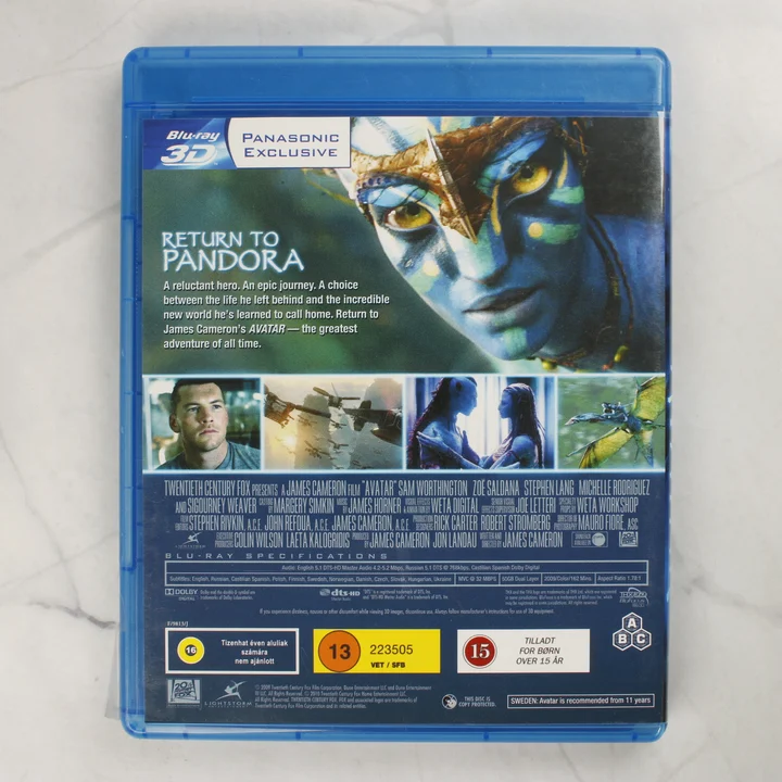 Avatar Blu-ray 3D hátlap Avatar Blu-ray 3D tok hátoldala