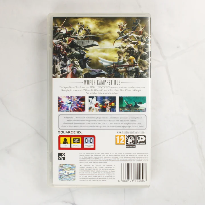 Dissidia Final Fantasy PSP hátlap Dissidia Final Fantasy PSP játék hátoldala
