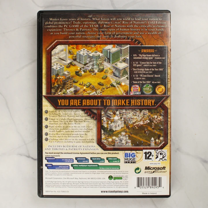 Rise of Nations Gold Edition hátlap Rise of Nations Gold Edition PC játék hátlapja
