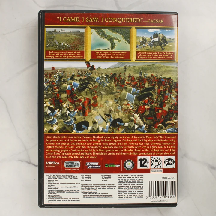 Rome: Total War PC hátlap Rome: Total War PC játék hátlapja