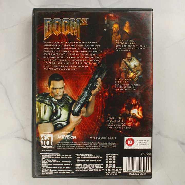 Doom 3 hátlap Doom 3 PC játék hátlapja