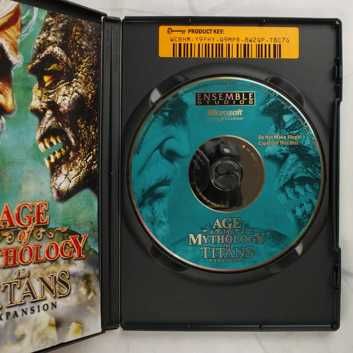Age of Mythology The Titans Expansion nyitott tok és lemez