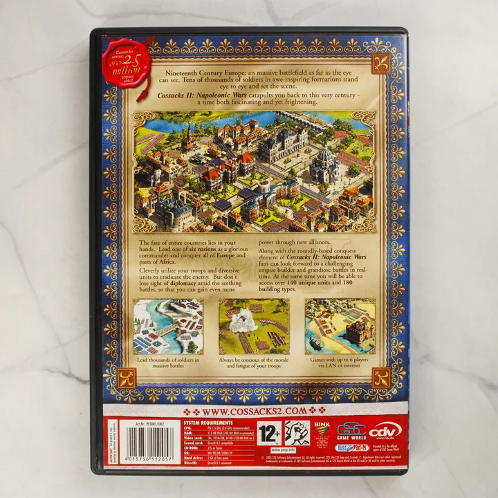 Cossacks II PC hátlap Cossacks II: Napoleonic Wars PC játék hátlapja