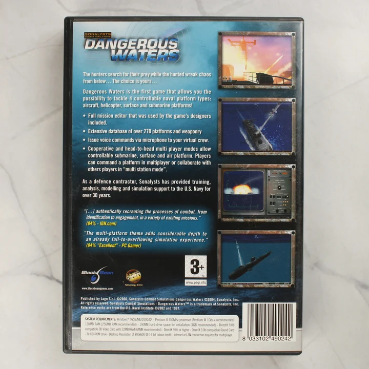 Dangerous Waters PC hátlap Dangerous Waters PC játék hátoldala leírással és képernyőképekkel
