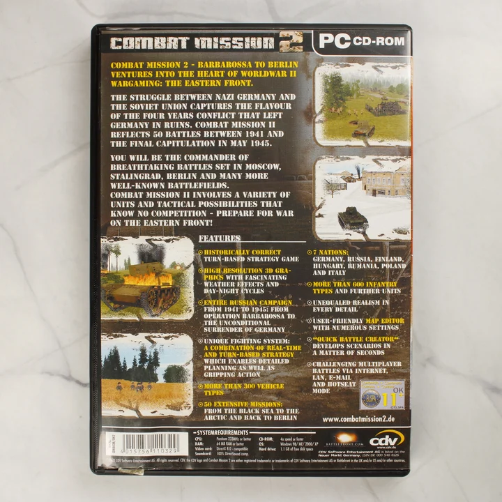 Combat Mission 2 hátlap Combat Mission 2 PC játék tokjának hátlapja
