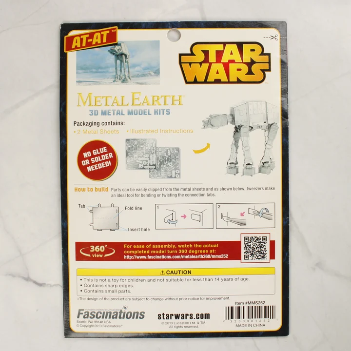 Metal Earth Star Wars AT-AT 3D fémmodell készlet hátoldala