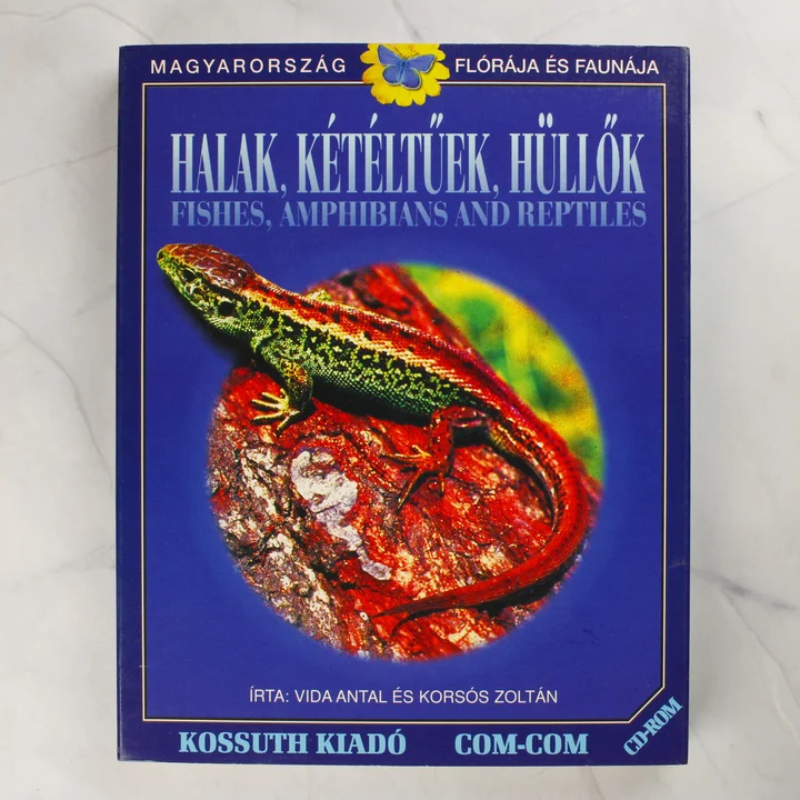 Halak, kétéltűek, hüllők doboz elölnézet Halak, kétéltűek, hüllők CD-ROM szoftver dobozának előlapja