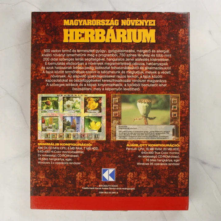 Herbárium szoftver hátoldal Herbárium szoftver dobozának hátoldala a leírással
