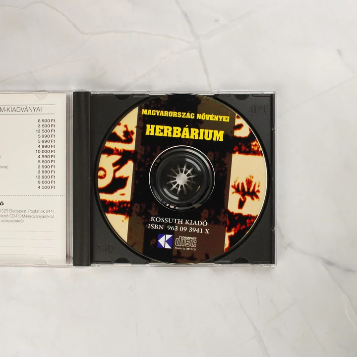 Herbárium CD lemez A Herbárium szoftver CD-ROM lemeze a tokban