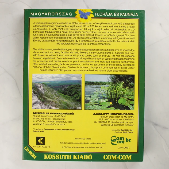 Élőhelytípusok és társulások doboz hátlap Élőhelytípusok és társulások CD-ROM dobozának hátoldala
