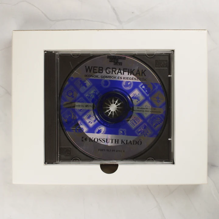 Web grafikák CD-ROM lemez és tok Web grafikák CD-ROM lemez a tokjában a belső csomagolással