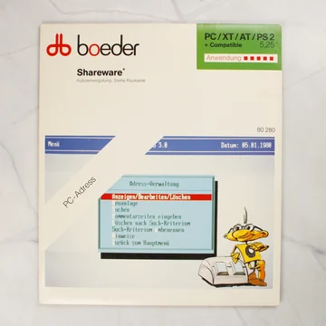 Boeder PC-Adress szoftver papírtokjának előlapja