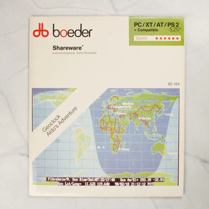 Boeder Shareware Borító Boeder Geoclock és Aldo's Adventure shareware szoftver borítója