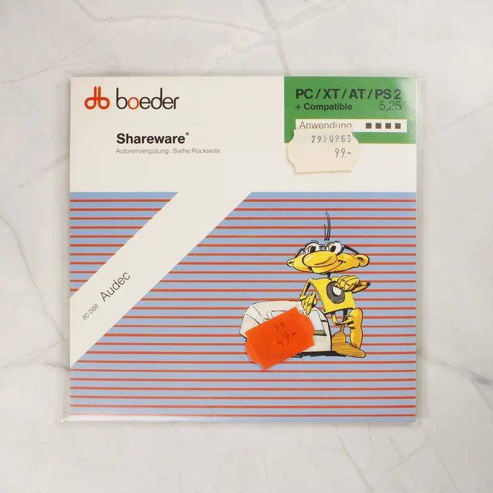 Boeder Audec Shareware tok elölnézet Boeder Audec Shareware 5,25 colos floppy lemez tokja elölről