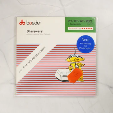 Boeder Barney's Vokabeltrainer szoftver előlapja 5,25 colos floppy formátumban