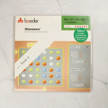 Boeder Break-It videójáték 5,25 colos floppy lemez tokja elölről