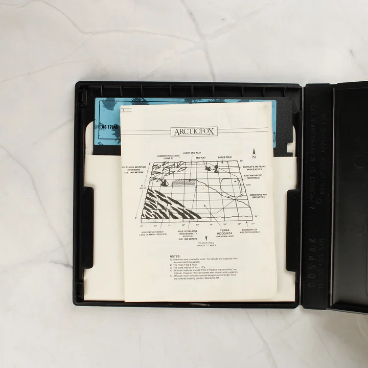 Arcticfox C64 térkép Arcticfox videójáték mellékelt papír térképe