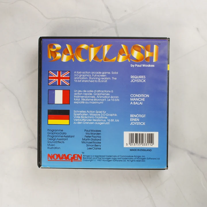 Backlash Amiga hátlap Backlash Amiga játék tokjának hátoldala