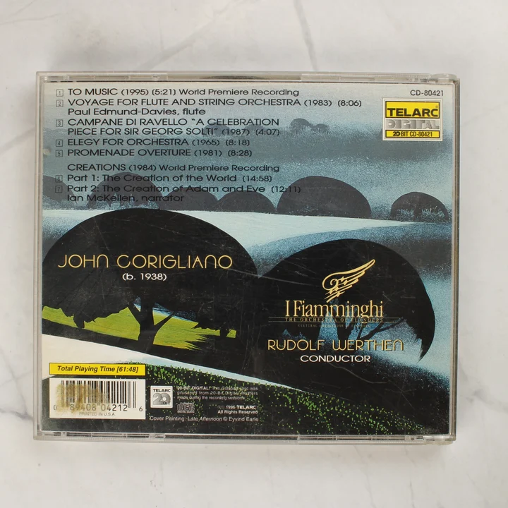 John Corigliano Creations CD hátlap John Corigliano Creations CD hátlapja a számlistával