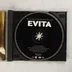 A fekete színű Evita CD lemez a nyitott tokban