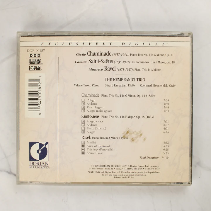The Rembrandt Trio - Piano Trios CD tokjának hátlapja a számlistával