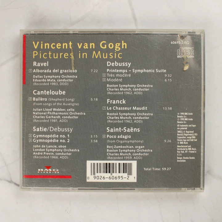 Vincent van Gogh - Pictures in Music CD hátlapja a számlistával