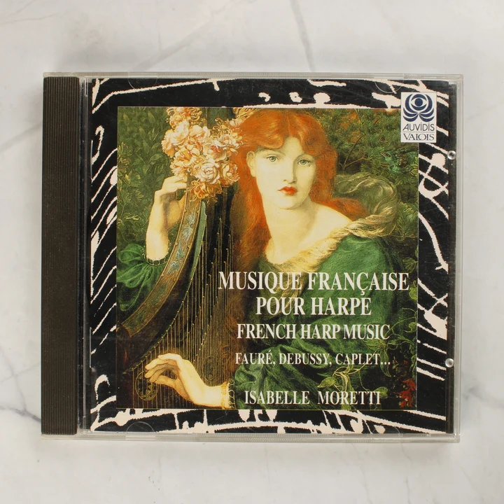 Isabelle Moretti hárfás CD-jének előlapja Rossetti festményével